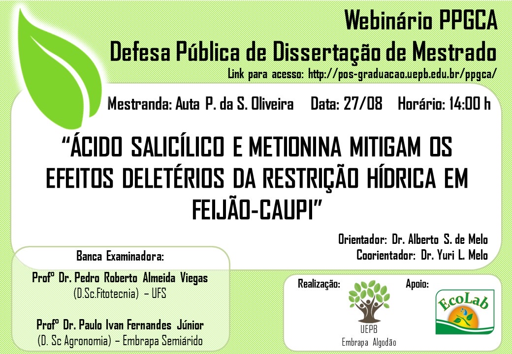 DEFESA DE DISSERTAÇÃO – AUTA PAULINA