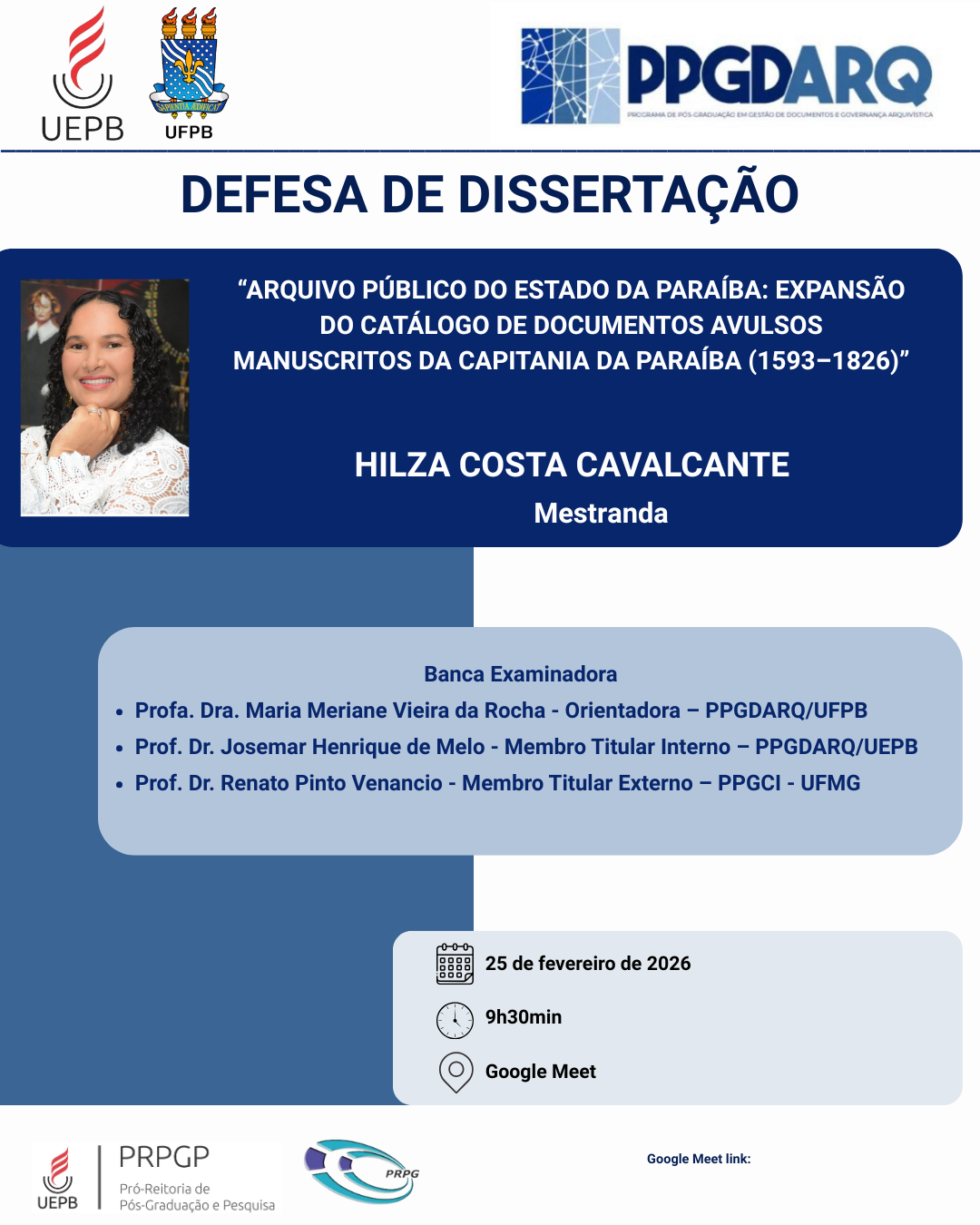 CONVITE – Defesa Pública de Dissertação do PPGDARQ-UEPB/UFPB – Hilza Costa Cavalcante