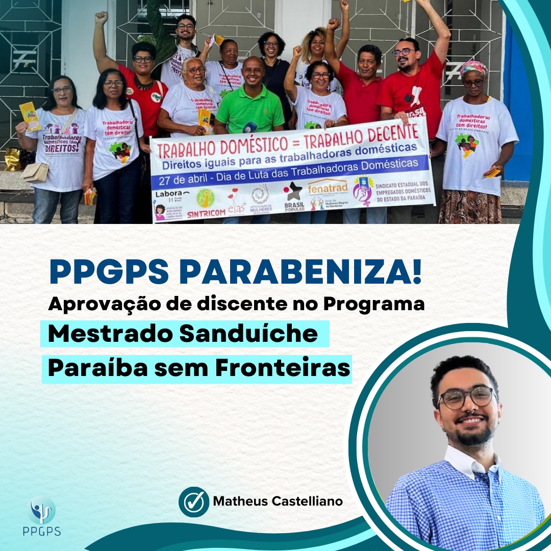 PPGPS/UEPB parabeniza a aprovação de discente no Programa de Mestrado Sanduíche Paraíba sem Fronteiras