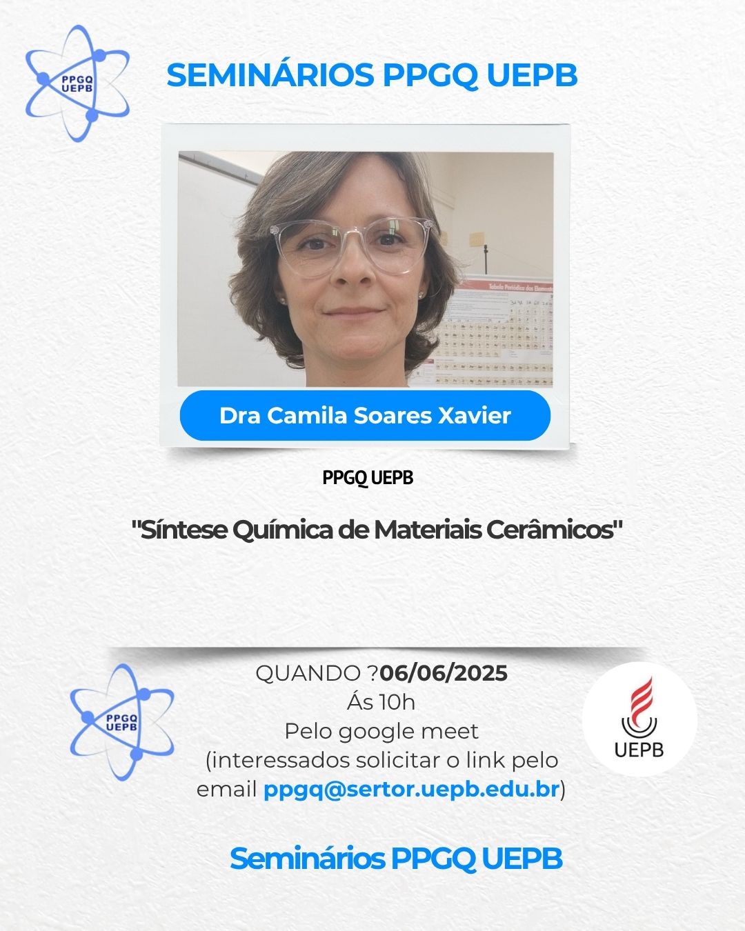Seminários PPGQ: Síntese Química de Materiais Cerâmicos